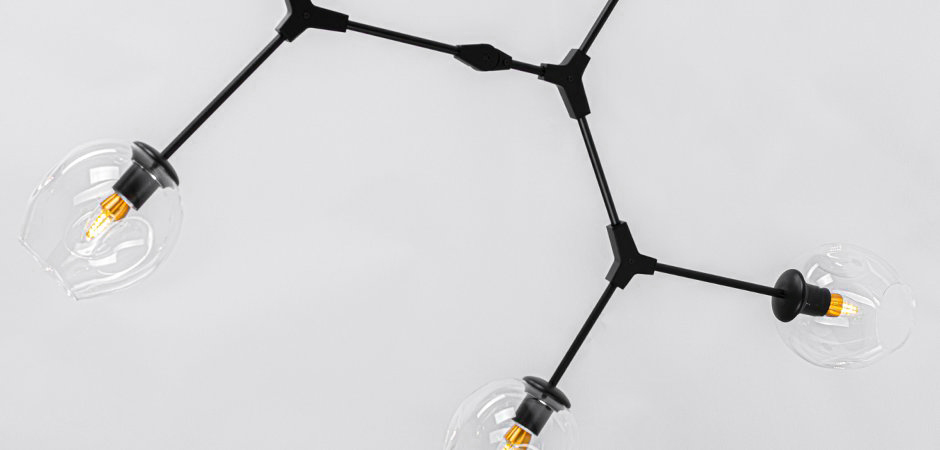 Люстра Сrumpled Glass Bubble Chandelier Black 6 плафонов Люстра Сrumpled Glass Bubble Chandelier Black 6 плафонов - Loft-Concept в Челябинске