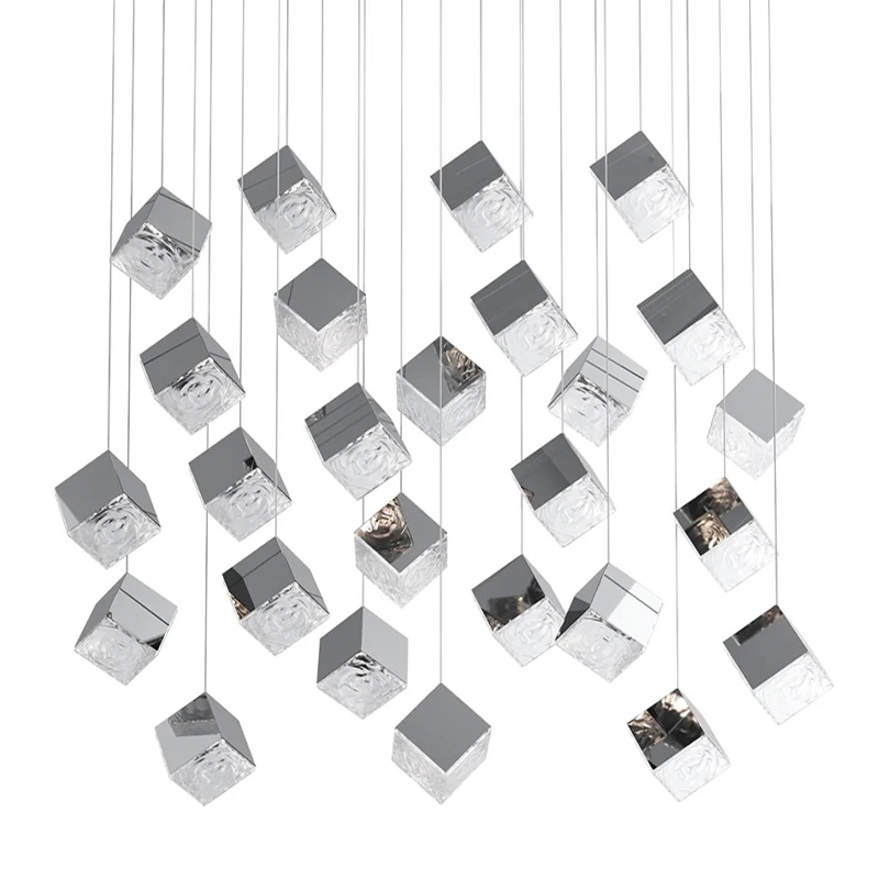 Люстра Pyrite Chrome 26 Rectangle Хром Прозрачное Стекло в Челябинске | Loft Concept 