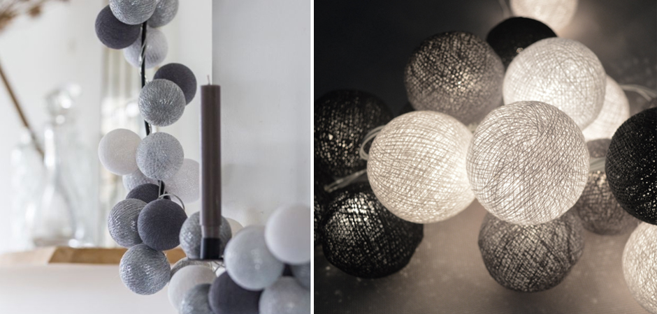 Гирлянда хлопковые фонарики Сotton Ball Silver Mix - Loft-Concept в Челябинске