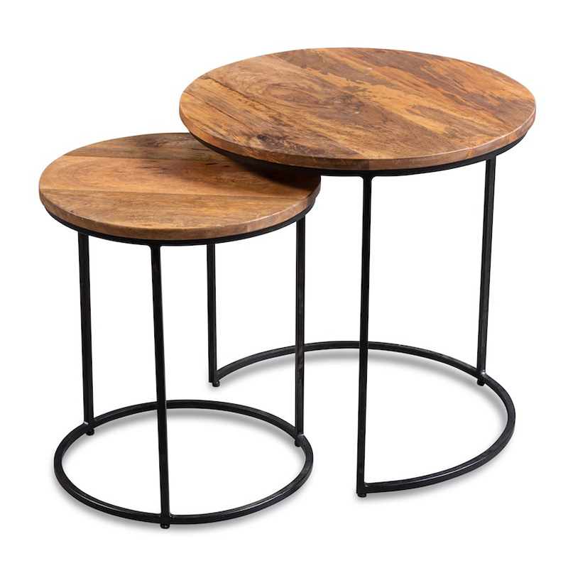 Комплект приставных столов Stafford Table lighter Черный Коричневый Комплект приставных столов Stafford Table lighter Черный Коричневый в Челябинске | Loft Concept