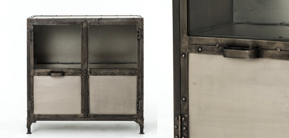 Комод металлический Industrial Steampunk Nickel 2 Door Cabinet Комод металлический Industrial Steampunk Nickel 2 Door Cabinet - Loft-Concept в Челябинске