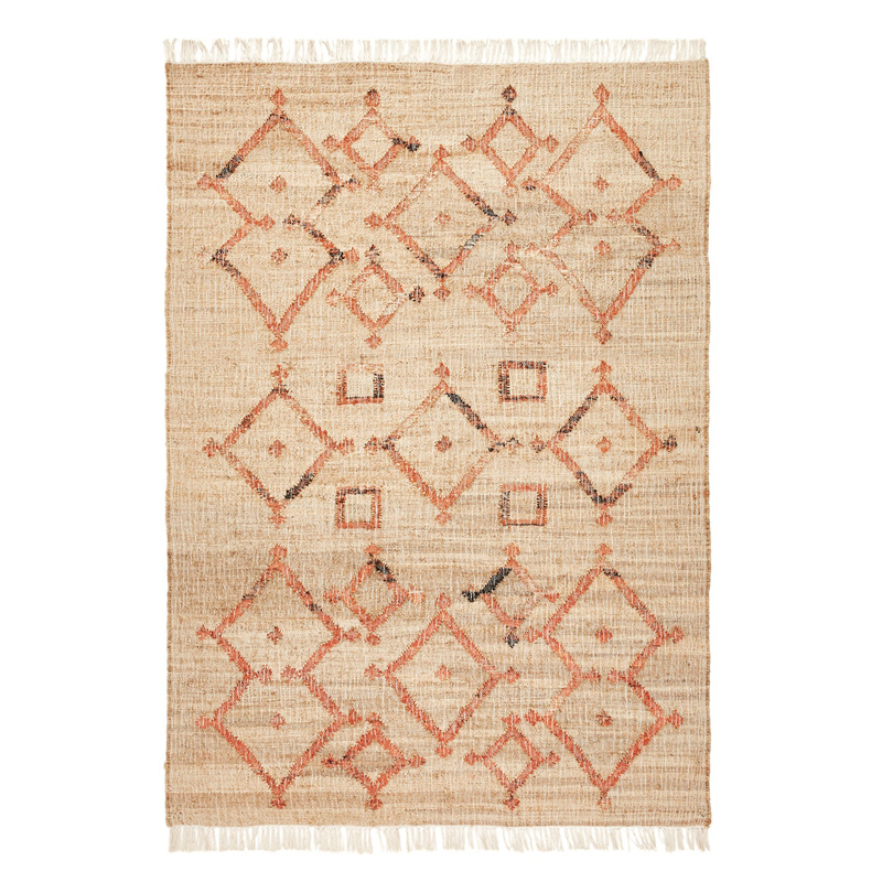 Ковер Ornament Carpet джут и хлопок Бежевый Красный в Челябинске | Loft Concept 