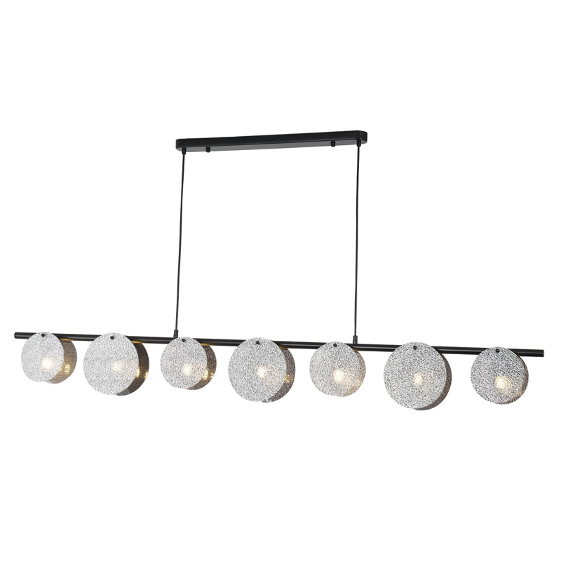 Люстра с плафонами из стекла Кракле Nimbus Lamp Дымчатый (Smoke) Серебряный Черный Люстра с плафонами из стекла Кракле Nimbus Lamp Дымчатый (Smoke) Серебряный Черный в Челябинске | Loft Concept