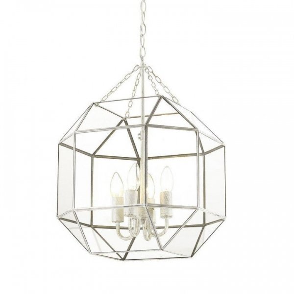 Подвесной светильник Glass & Metal Cage Pendant White 4 Белый Подвесной светильник Glass & Metal Cage Pendant White 4 Белый в Челябинске | Loft Concept
