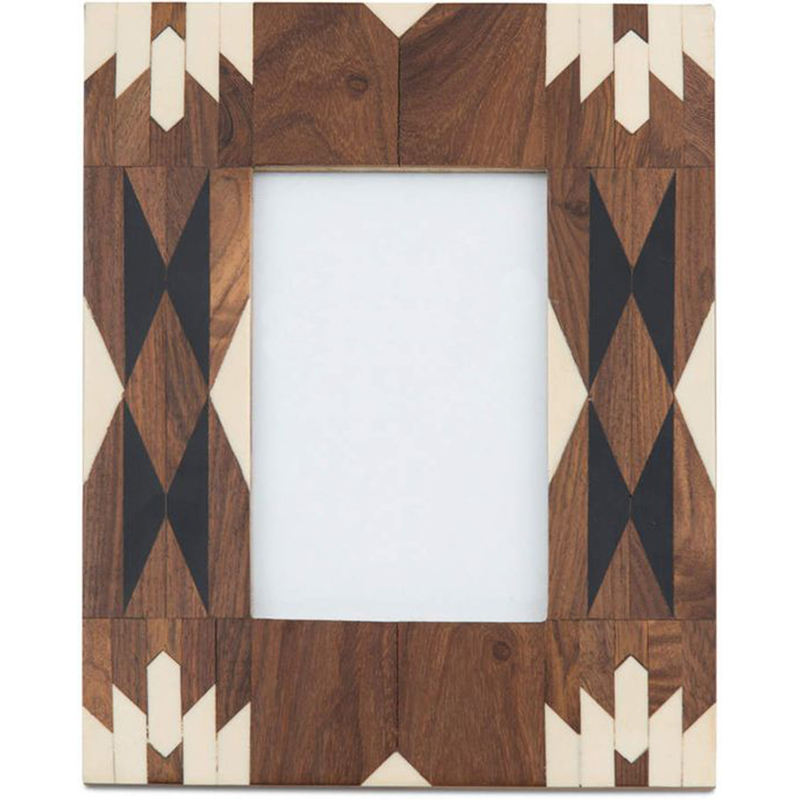 Фоторамка кость Brown Indian Wood Bone Inlay photo frame Бежевый Коричневый Фоторамка кость Brown Indian Wood Bone Inlay photo frame Бежевый Коричневый в Челябинске | Loft Concept
