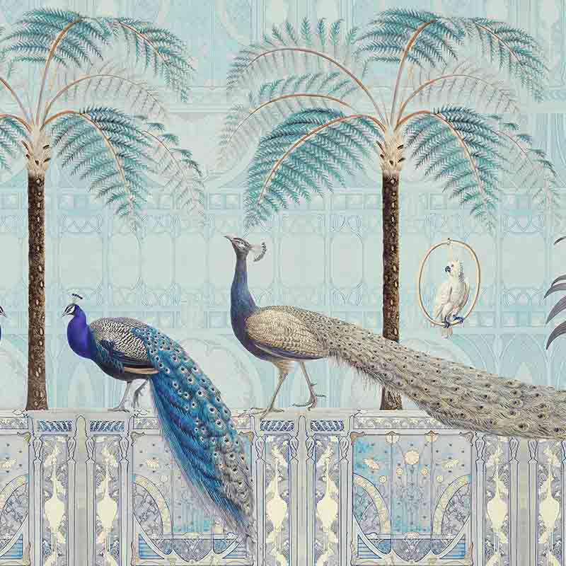 Обои ручная роспись Chinoiserie Birds Palace Sapphire Обои ручная роспись Chinoiserie Birds Palace Sapphire в Челябинске | Loft Concept
