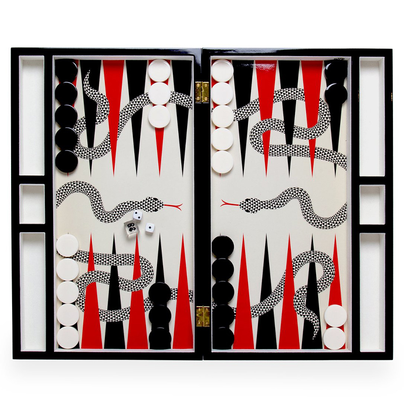 Нарды  EDEN BACKGAMMON SET Jonathan Adler Красный Черный ivory ( слоновая кость ) в Челябинске | Loft Concept 