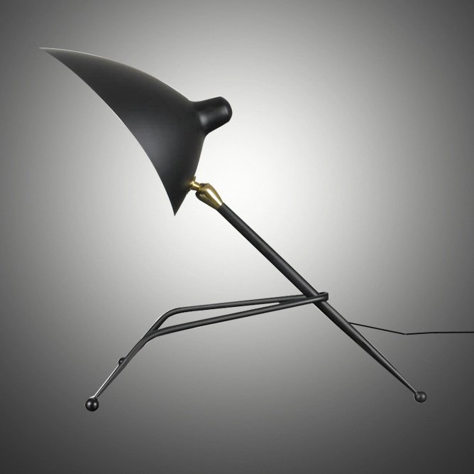 Настольная лампа Serge Mouille Tripod Desk Lamp Черный Настольная лампа Serge Mouille Tripod Desk Lamp Черный в Челябинске | Loft Concept