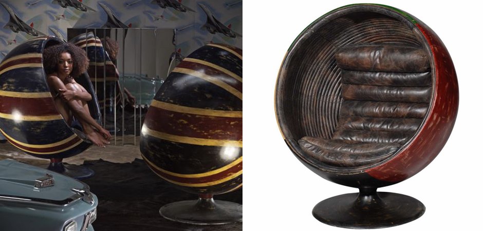 Кресло шар Pod Chair Union Jack & Brown Leather Кресло шар Pod Chair Union Jack & Brown Leather - Loft-Concept в Челябинске