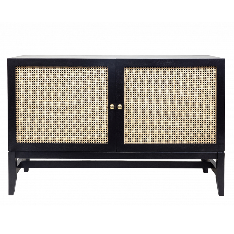 Комод с сетчатыми дверцами Rattan Бежевый Черный Комод с сетчатыми дверцами Rattan Бежевый Черный в Челябинске | Loft Concept