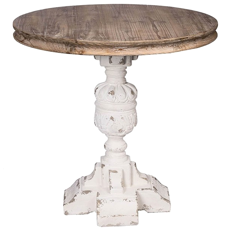 Круглый обеденный стол Aged Wood Коричневый Белый Круглый обеденный стол Aged Wood Коричневый Белый в Челябинске | Loft Concept