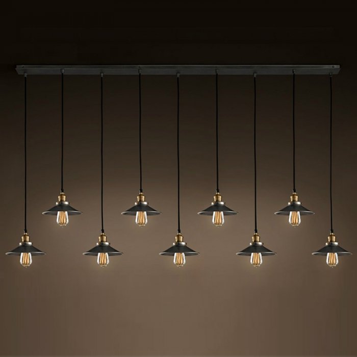 Потолочный светильник Loft Cone Pendant Line 9 Черный матовый Потолочный светильник Loft Cone Pendant Line 9 Черный матовый в Челябинске | Loft Concept