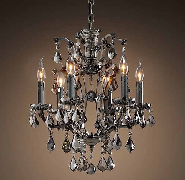 Люстра 19TH C. ROCOCO IRON & Smok CRYSTAL 6 Графит Стекло Смок в Челябинске | Loft Concept 