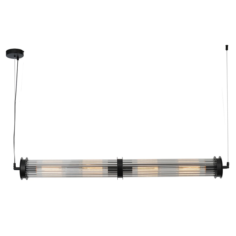 Люстра с рифленым плафоном Glass Tube Black Черный Прозрачный Люстра с рифленым плафоном Glass Tube Black Черный Прозрачный в Челябинске | Loft Concept