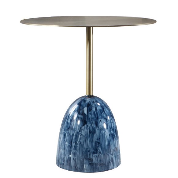 Приставной стол Blue Stains Table Латунь Синий Приставной стол Blue Stains Table Латунь Синий в Челябинске | Loft Concept