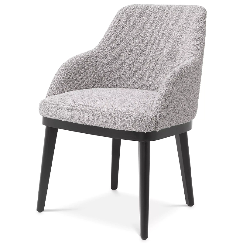 Стул Eichholtz Dining Chair Costa Boucle Grey Серый Черный Стул Eichholtz Dining Chair Costa Boucle Grey Серый Черный в Челябинске | Loft Concept