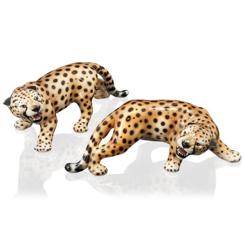 Статуэтки Abhika Cheetah Set 2 Pcs Коричневый Черный в Челябинске | Loft Concept 