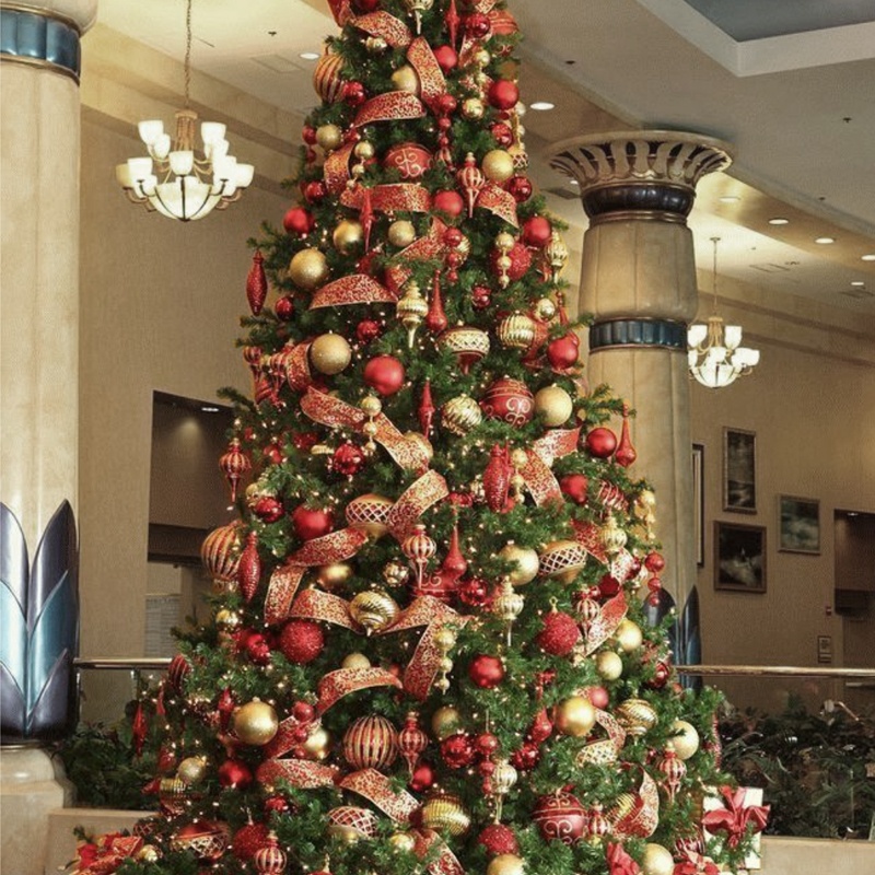 Дизайнерская Новогодняя Елка с Красным и Золотым декором Christmas Tree Golden Braid Красный Золотой в Челябинске | Loft Concept 