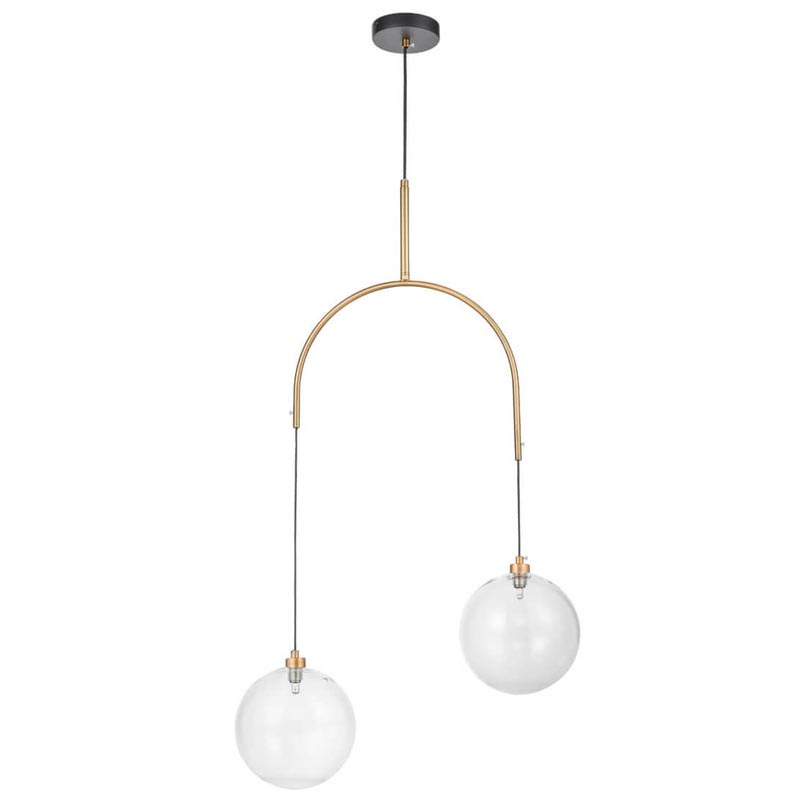 Люстра Two Hanging Ball Chandelier Золотой Прозрачный Черный Люстра Two Hanging Ball Chandelier Золотой Прозрачный Черный в Челябинске | Loft Concept