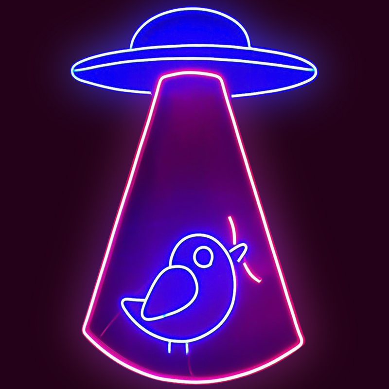 Неоновая настенная лампа UFO and Bird Neon Wall Lamp Синий Лиловый Неоновая настенная лампа UFO and Bird Neon Wall Lamp Синий Лиловый в Челябинске | Loft Concept