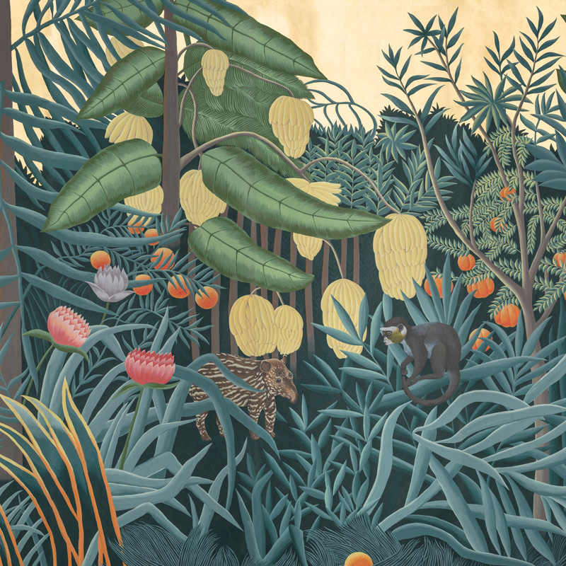 Обои ручная роспись Rousseau Rousseau on Deep Rich Gold gilded paper Обои ручная роспись Rousseau Rousseau on Deep Rich Gold gilded paper в Челябинске | Loft Concept