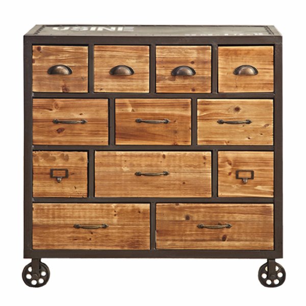 Комод на колесах Rolling Loft Industrial 12 Box Дуб темный Комод на колесах Rolling Loft Industrial 12 Box Дуб темный в Челябинске | Loft Concept