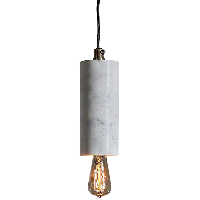 Подвесной светильник Shaw Cylinder Marble Hanging Lamp Белый Мрамор Bianco Черный Подвесной светильник Shaw Cylinder Marble Hanging Lamp Белый Мрамор Bianco Черный в Челябинске | Loft Concept
