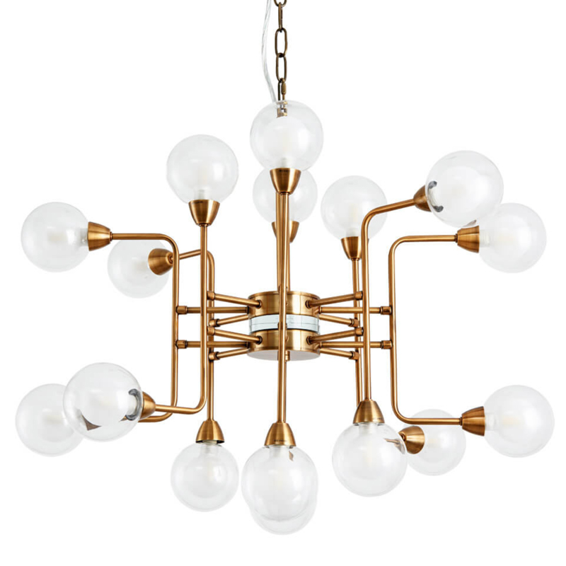 Люстра Bistro Globe Milk Chandelier 16 Прозрачный белый Латунь Люстра Bistro Globe Milk Chandelier 16 Прозрачный белый Латунь в Челябинске | Loft Concept