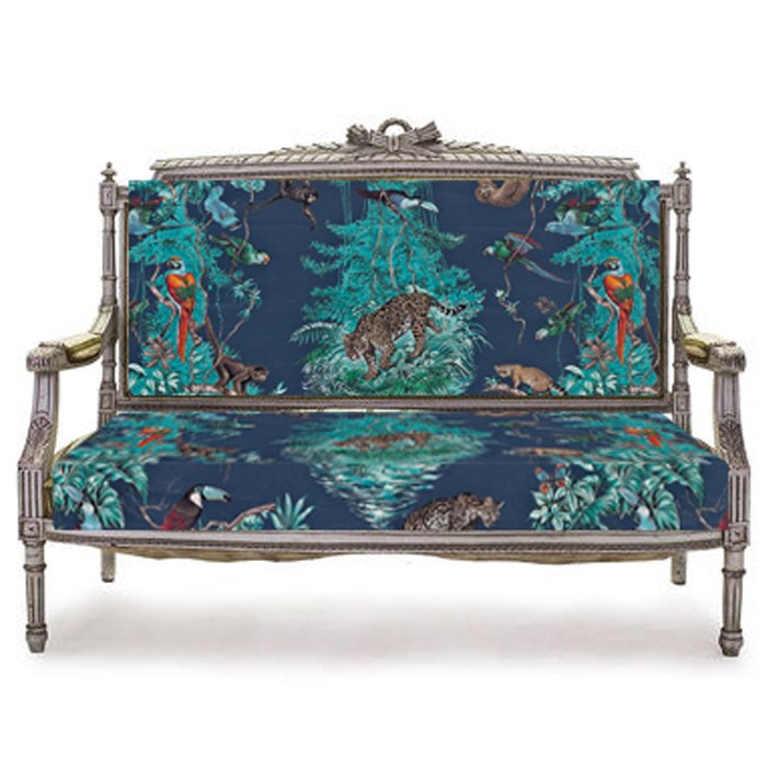 Антикварный Диван Canape в обивке Hermes Equateur imprime Синий Антикварный Диван Canape в обивке Hermes Equateur imprime Синий в Челябинске | Loft Concept