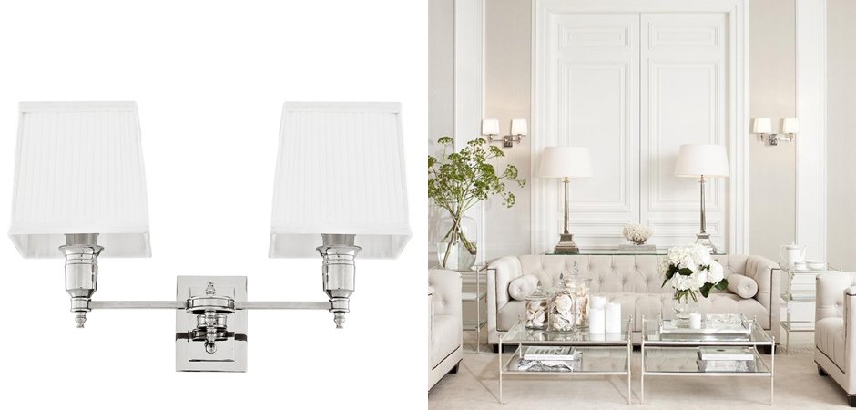 Бра Wall Lamp Lexington Double Nickel+White Бра Wall Lamp Lexington Double Nickel+White - Loft-Concept в Челябинске