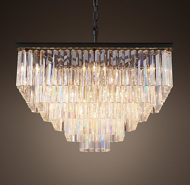 Люстра RH 1920s Odeon Clear Glass Fringe Chandelier - 5 square Черный Люстра RH 1920s Odeon Clear Glass Fringe Chandelier - 5 square Черный в Челябинске | Loft Concept