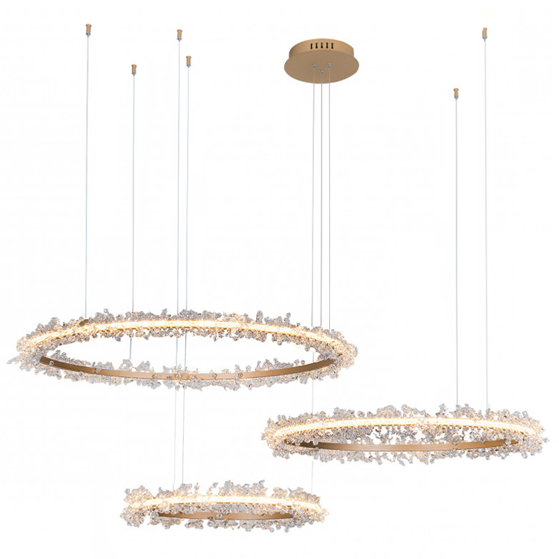 Люстра Crystal round chandelier Люстра 3 кольца Матовое Золото Прозрачный матовое золото Люстра Crystal round chandelier Люстра 3 кольца Матовое Золото Прозрачный матовое золото в Челябинске | Loft Concept
