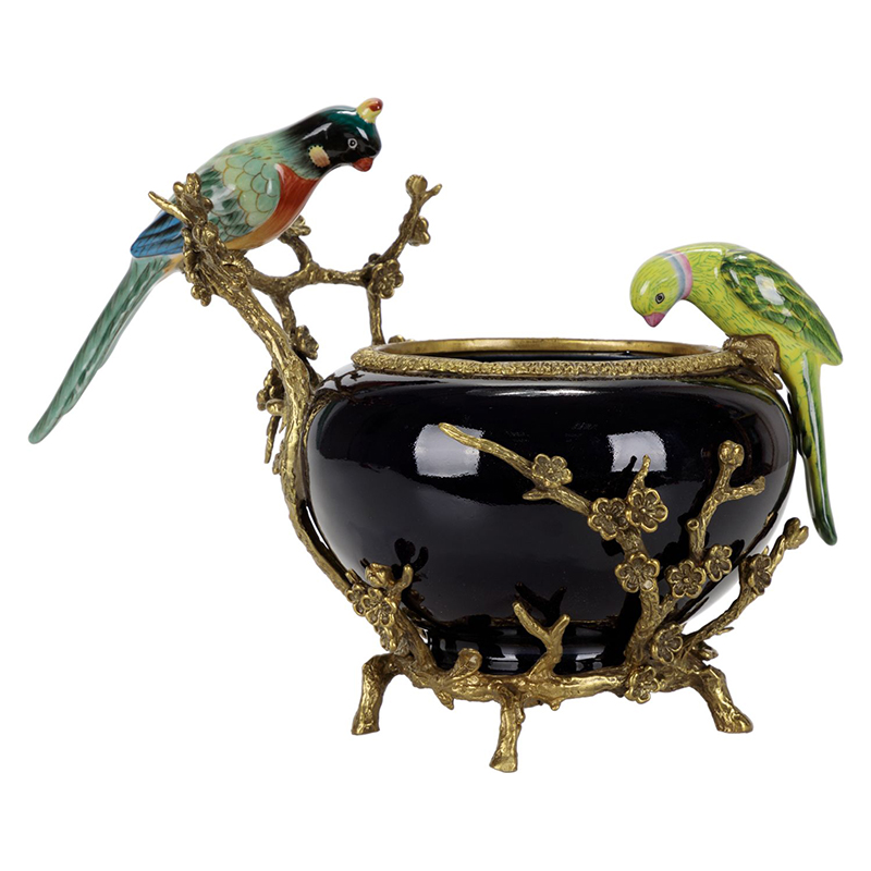 Чаша фарфоровая черная гнездо попугая Parrot Золотой Черный Чаша фарфоровая черная гнездо попугая Parrot Золотой Черный в Челябинске | Loft Concept