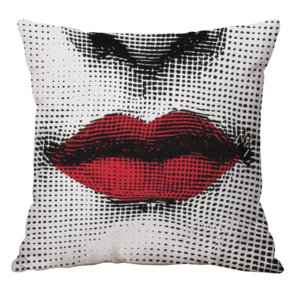 Декоративная подушка Fornasetti lips red Красный (Red) Декоративная подушка Fornasetti lips red Красный (Red) в Челябинске | Loft Concept