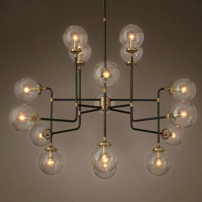 Люстра Bistro Globe Clear Glass Chandelier 16 Черный Люстра Bistro Globe Clear Glass Chandelier 16 Черный в Челябинске | Loft Concept