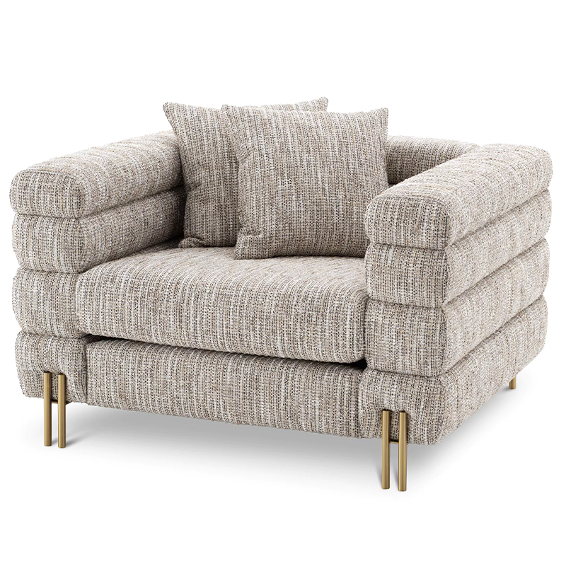 Кресло Eichholtz Chair York Бежево-серый Латунь Бежево-серый Матовая латунь Кресло Eichholtz Chair York Бежево-серый Латунь Бежево-серый Матовая латунь в Челябинске | Loft Concept