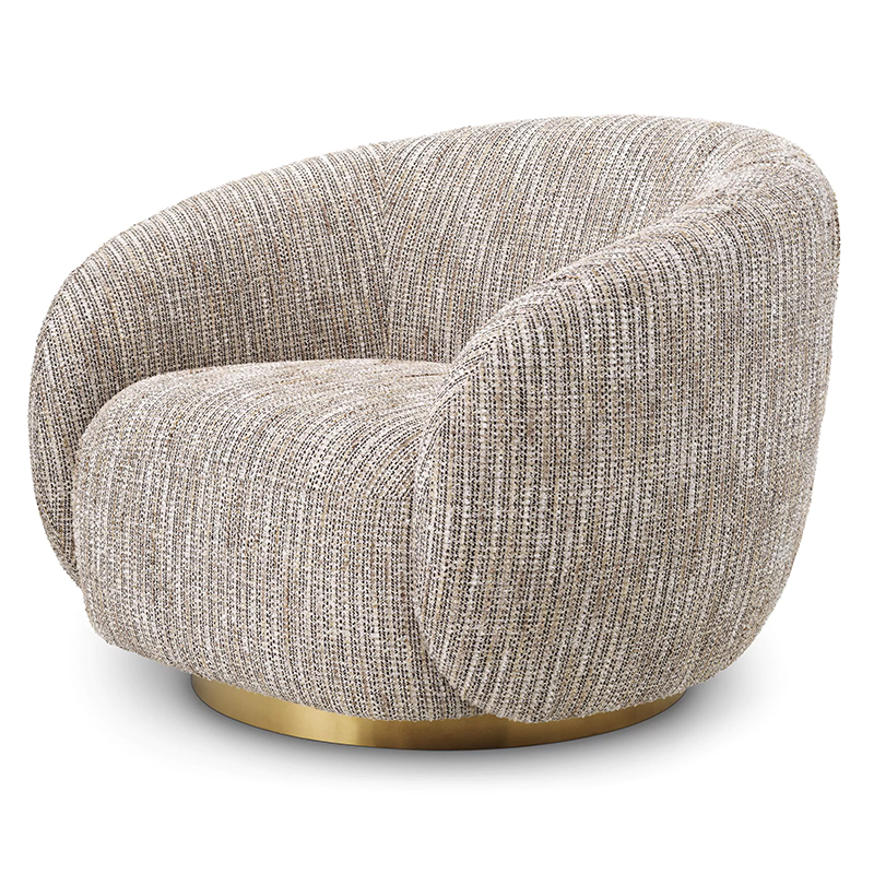 Кресло Eichholtz Swivel Chair Brice Mademoiselle Beige Бежево-серый Латунь в Челябинске | Loft Concept 