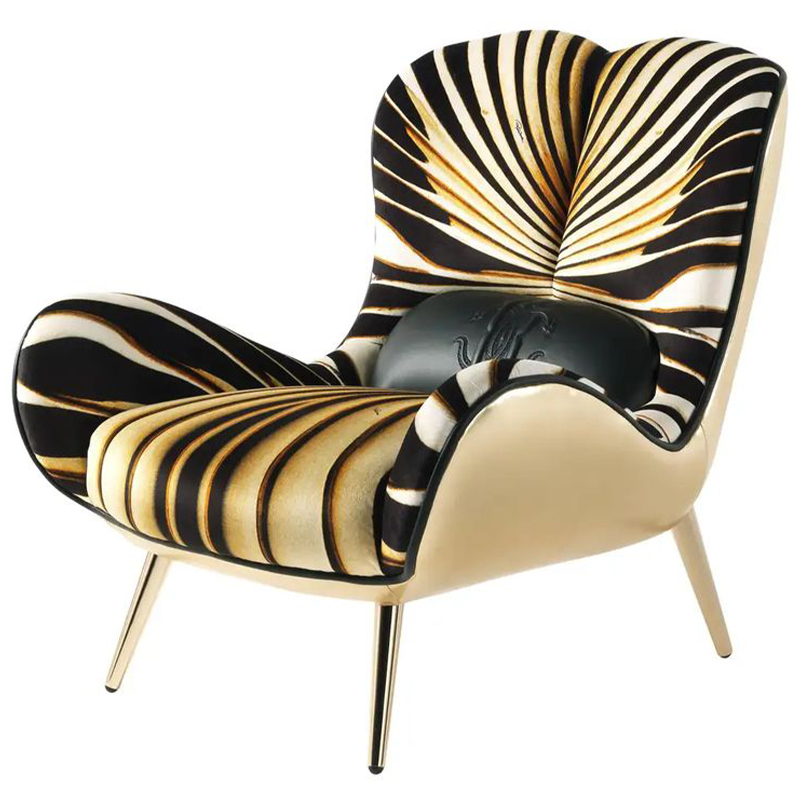 Дизайнерское Кресло Tifnit Armchairs стиль Roberto Cavalli I Золотой Черный Желтый Белый Дизайнерское Кресло Tifnit Armchairs стиль Roberto Cavalli I Золотой Черный Желтый Белый в Челябинске | Loft Concept