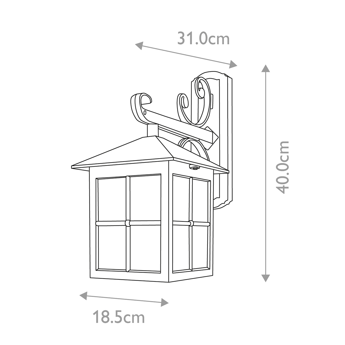 Настенный фонарь черного цвета в форме фонаря с решетчатым плафоном и фактурным стеклом Elstead Lighting в Челябинске