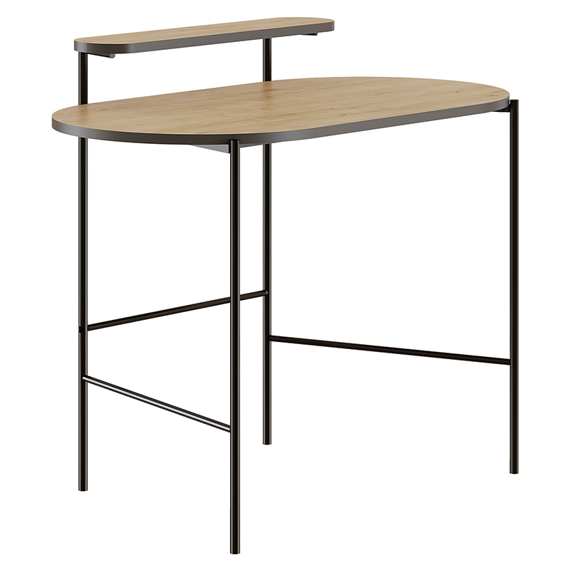 Стол письменный овальной формы с полкой LOUB WORKING TABLE BLACK OAK Древесина Черный Стол письменный овальной формы с полкой LOUB WORKING TABLE BLACK OAK Древесина Черный в Челябинске | Loft Concept
