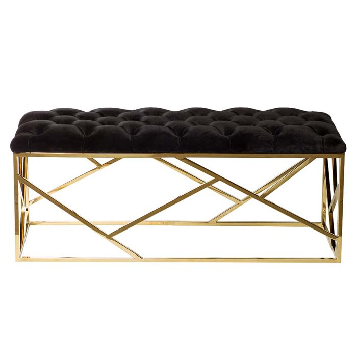 Банкетка Serene Furnishing Gold Top Черный Золотой Банкетка Serene Furnishing Gold Top Черный Золотой в Челябинске | Loft Concept