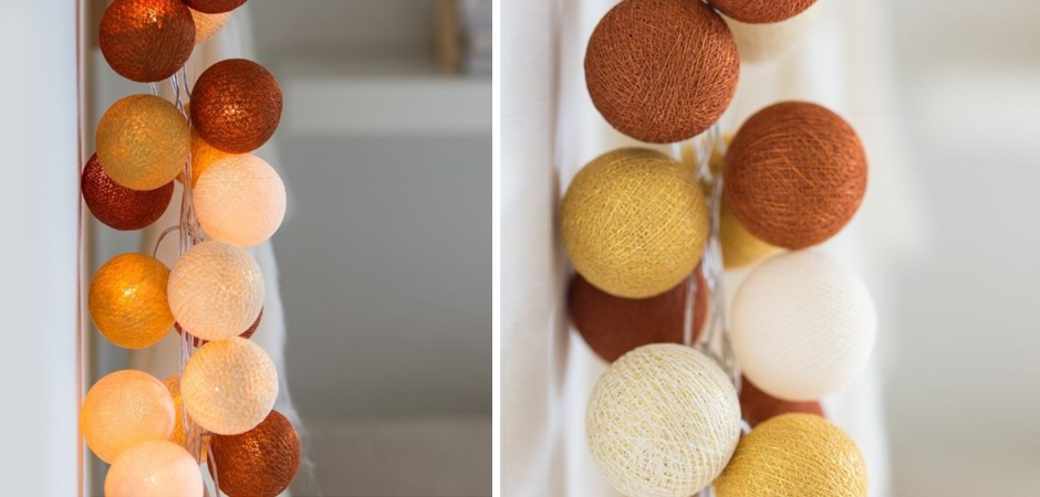 Гирлянда хлопковые фонарики Сotton Ball Gold-Copper - Loft-Concept в Челябинске