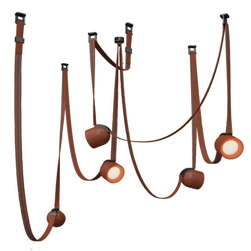 Комплект ременной трековой системы из 5 светильников Flos Wireline Lighting Коричневый Черный Комплект ременной трековой системы из 5 светильников Flos Wireline Lighting Коричневый Черный в Челябинске | Loft Concept