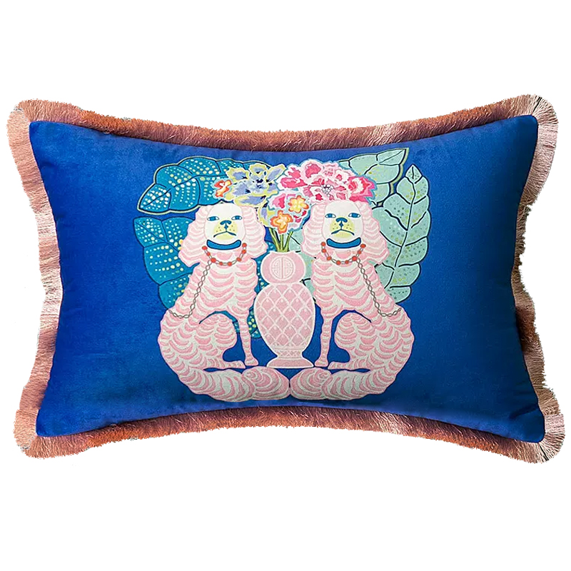 Декоративная подушка Two Dogs on Blue Long Cushion Синий Мульти Декоративная подушка Two Dogs on Blue Long Cushion Синий Мульти в Челябинске | Loft Concept