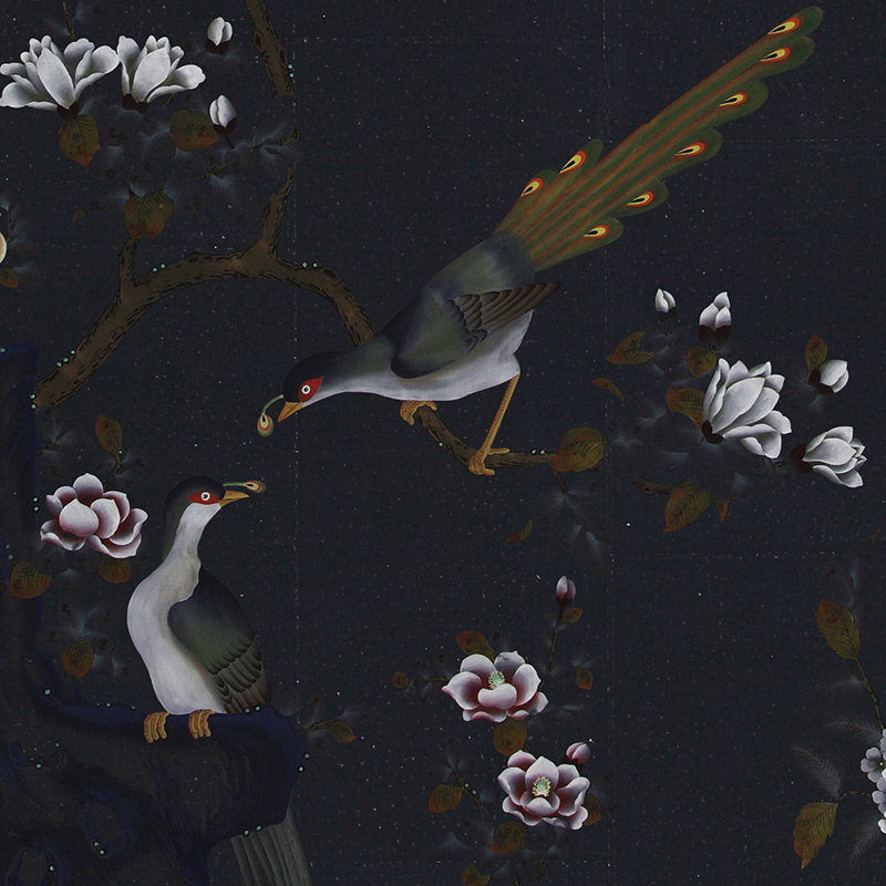 Обои шинуазри Japanese Garden Original colourway on Pitch India tea paper Обои шинуазри Japanese Garden Original colourway on Pitch India tea paper в Челябинске | Loft Concept