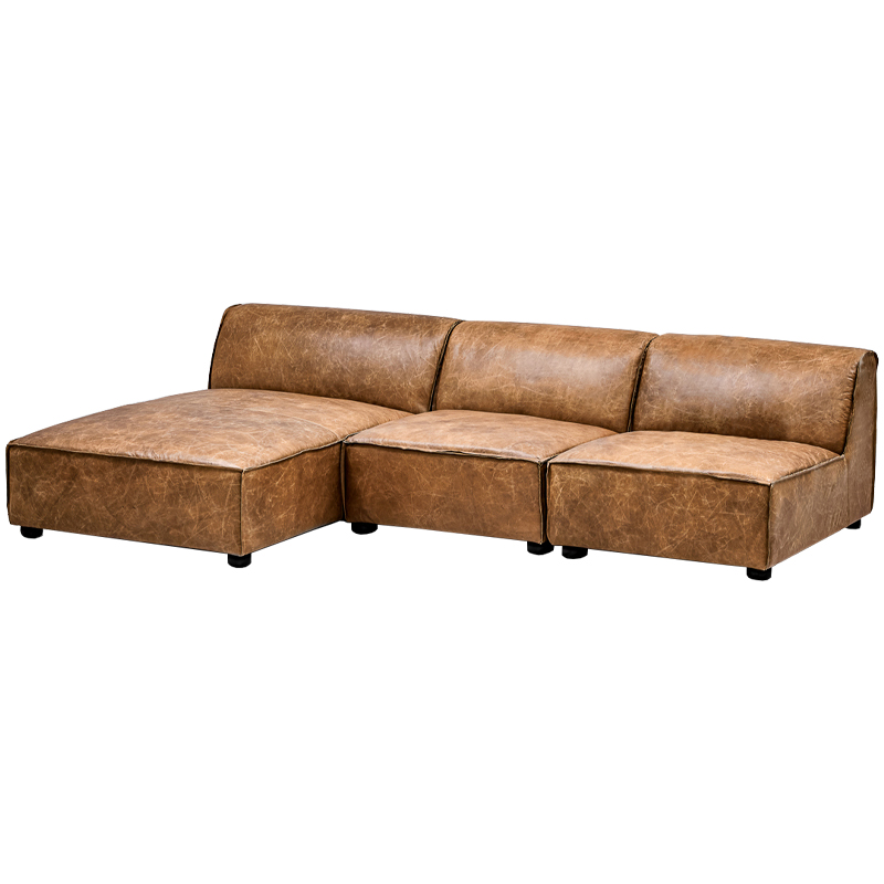Диван Diehl Leather Sofa Карамель Хром в Челябинске | Loft Concept 