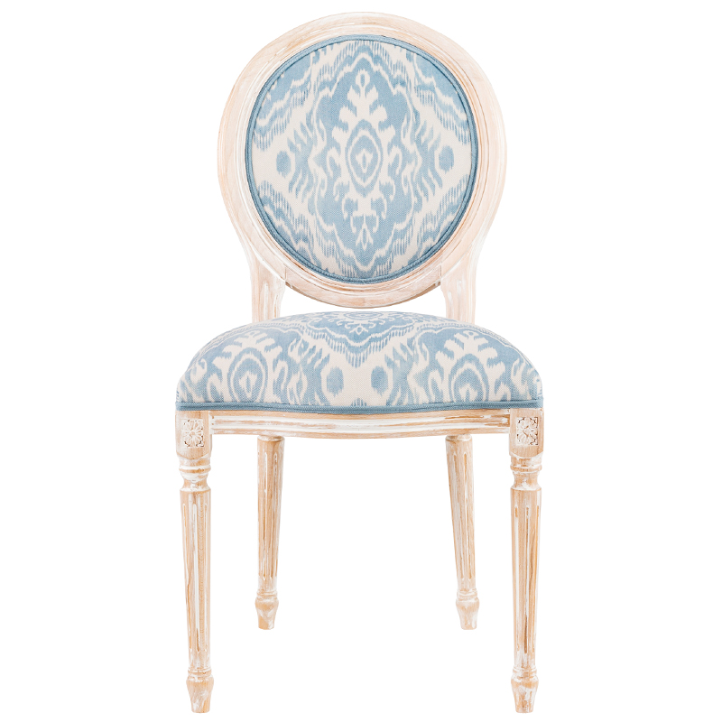 Мягкий стул со светло-голубым узором Ikat Pattern 2 Бежевый Голубой Мягкий стул со светло-голубым узором Ikat Pattern 2 Бежевый Голубой в Челябинске | Loft Concept