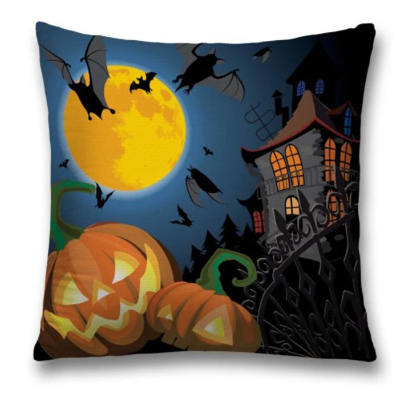 Подушка Halloween Spooky Night Черный Оранжевый Синий Подушка Halloween Spooky Night Черный Оранжевый Синий в Челябинске | Loft Concept