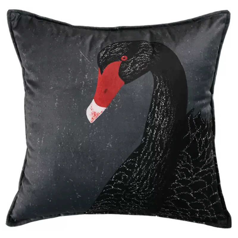 Декоративная подушка Black Swan II Cushion Черная Черный Серый Красный Декоративная подушка Black Swan II Cushion Черная Черный Серый Красный в Челябинске | Loft Concept