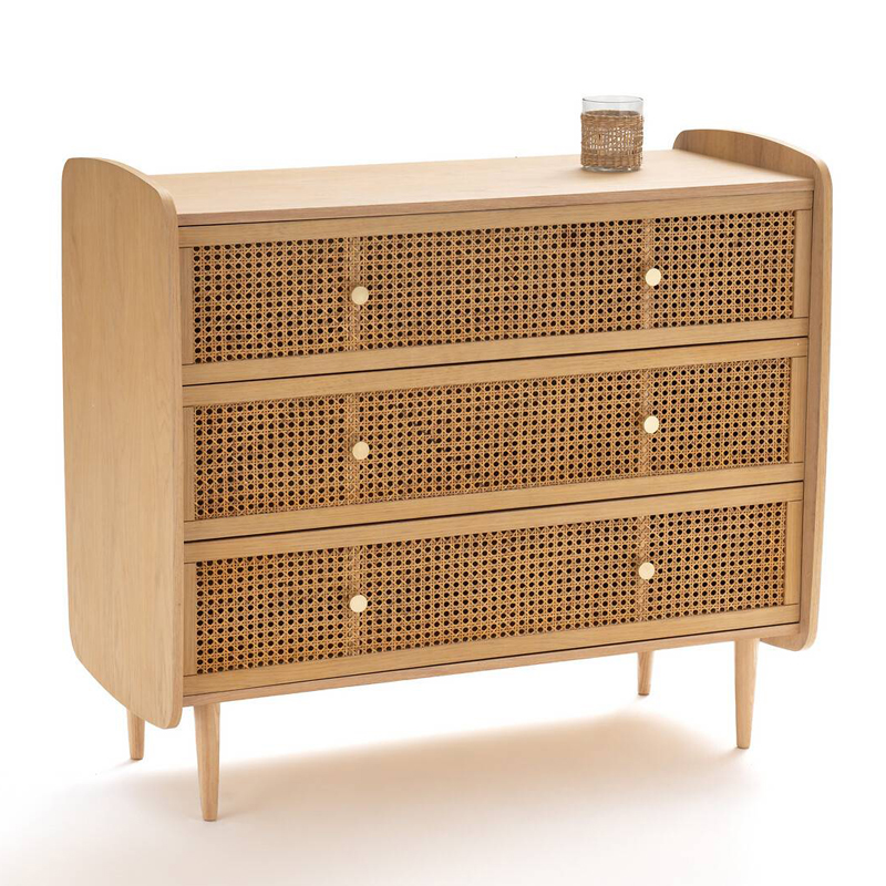Комод с 3-мя ящиками из плетеного ротанга Aelius Rattan Wicker Chest of drawers Светлый дуб Комод с 3-мя ящиками из плетеного ротанга Aelius Rattan Wicker Chest of drawers Светлый дуб в Челябинске | Loft Concept